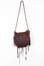 Braided Fringed & Beaded Leather Bag
