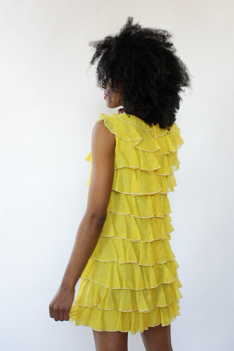 Lemon Ruffle Tiered Dress XS/S