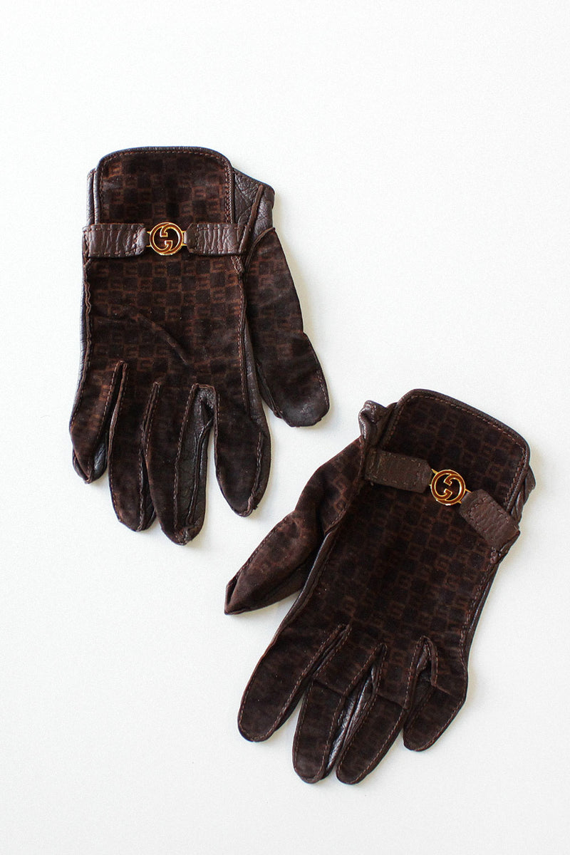 Gucci Suede Monogram Gloves