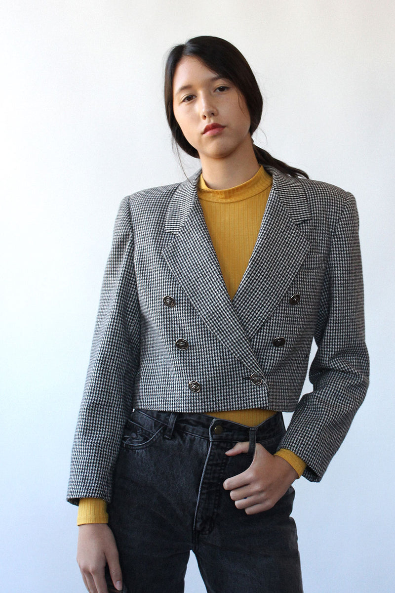 Cropped Houndstooth Jacket M
