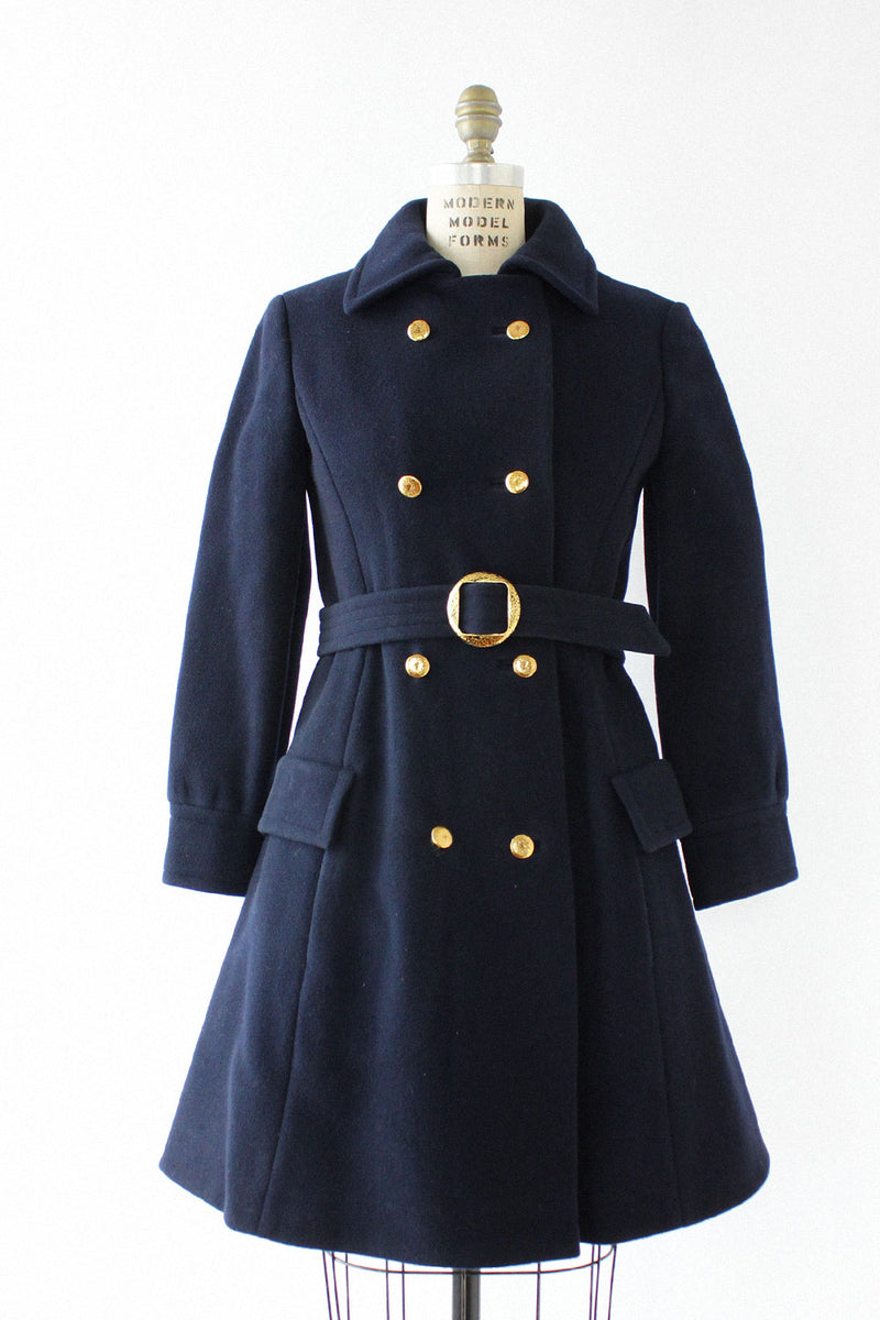 Navy Mod Belted Coat XS