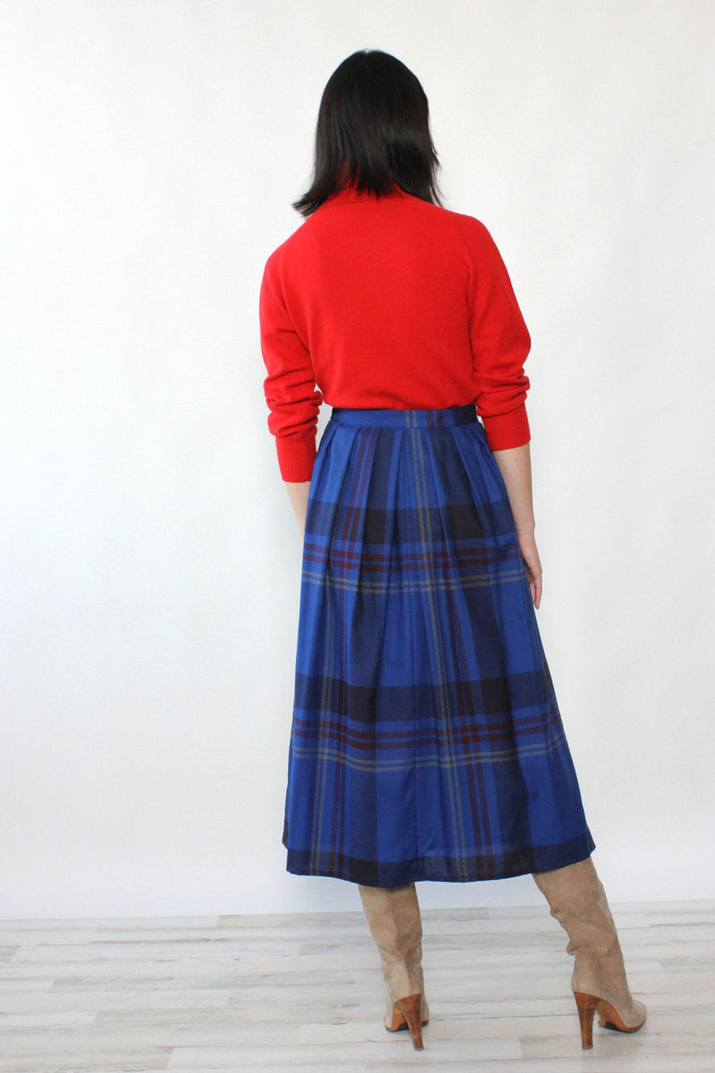 Blue Jay Plaid Midi Skirt M