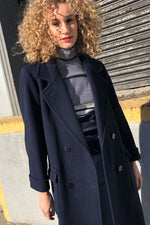 Navy Wool Overcoat S/M