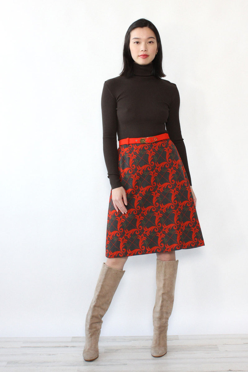 German Intarsia Belted Skirt M/L