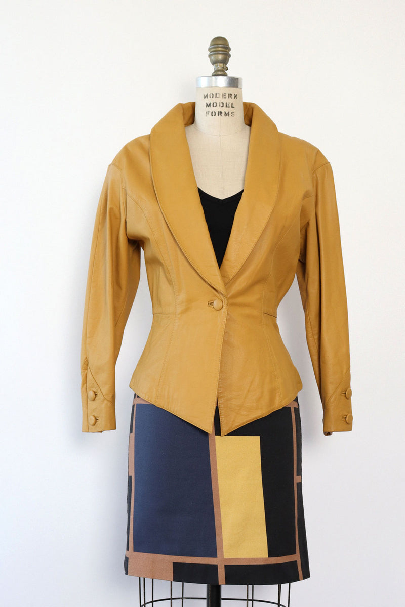 Chia Mustard Leather Jacket M