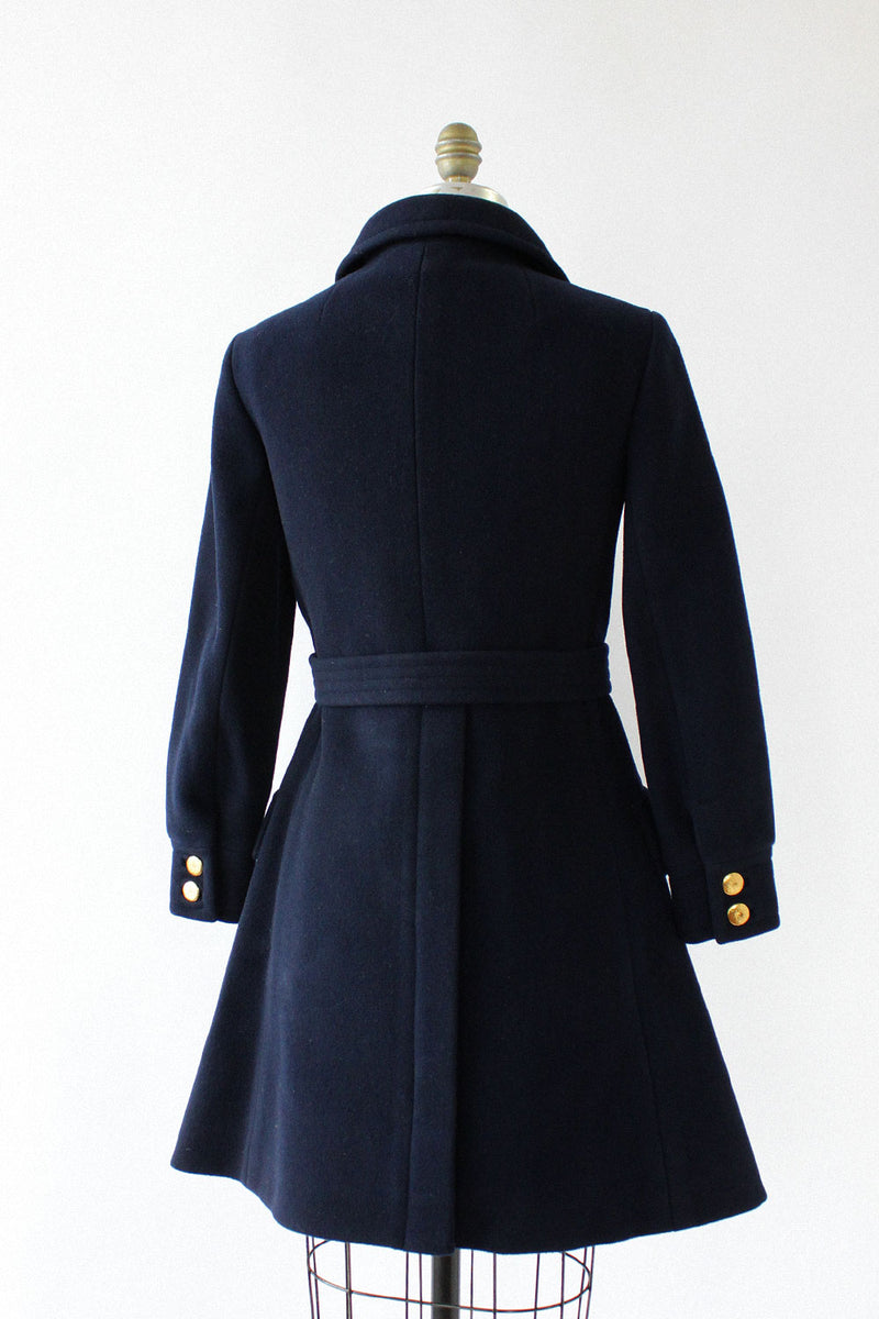 Navy Mod Belted Coat XS
