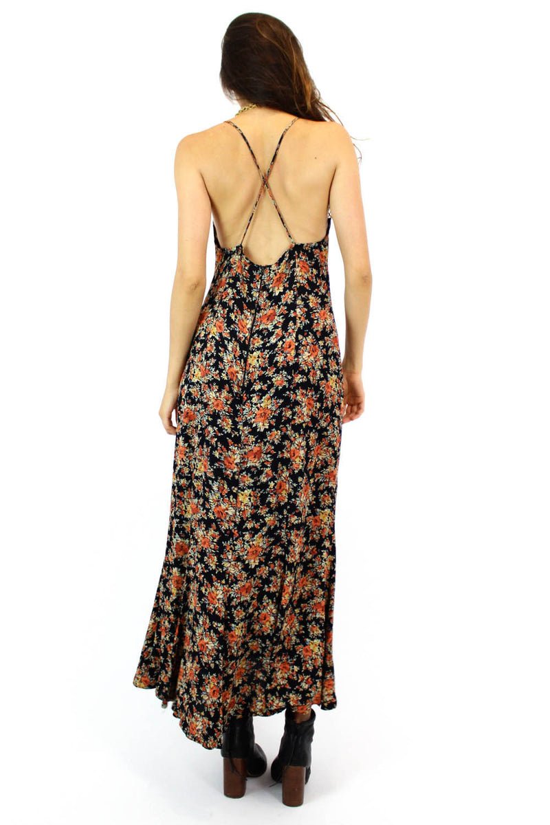 floral print maxi dress back