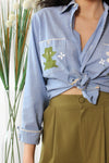 Cottage Chambray Frog Buttondown M