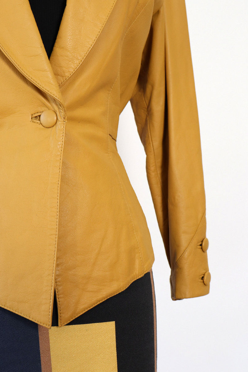 Chia Mustard Leather Jacket M