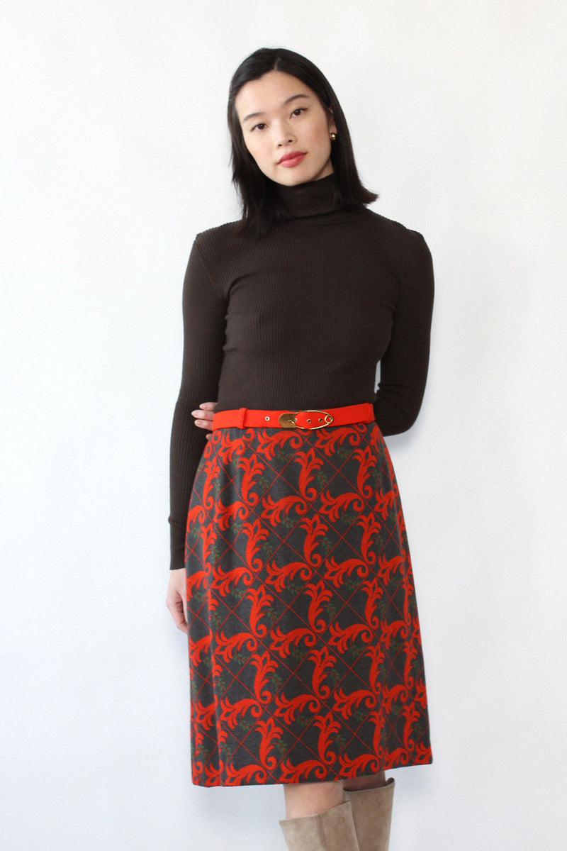 German Intarsia Belted Skirt M/L