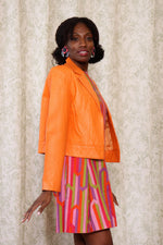 Tangerine Leather Crop Jacket M/L