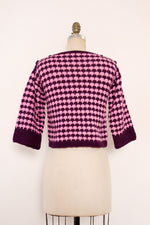 Two Tone Cropped Handknit Sweater XS-M