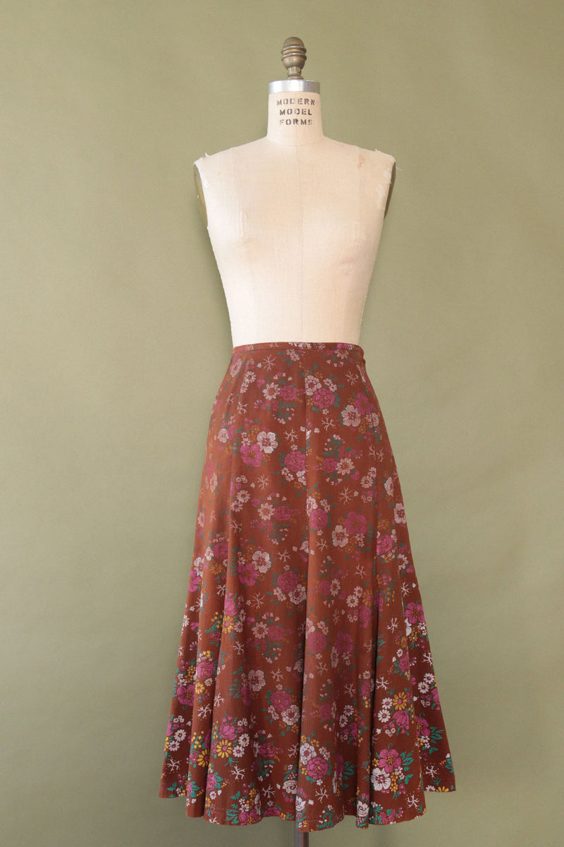 Alley Cat Floral Flock Flare Skirt M