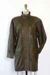Olive Leather Slouchy Taper Jacket S/M