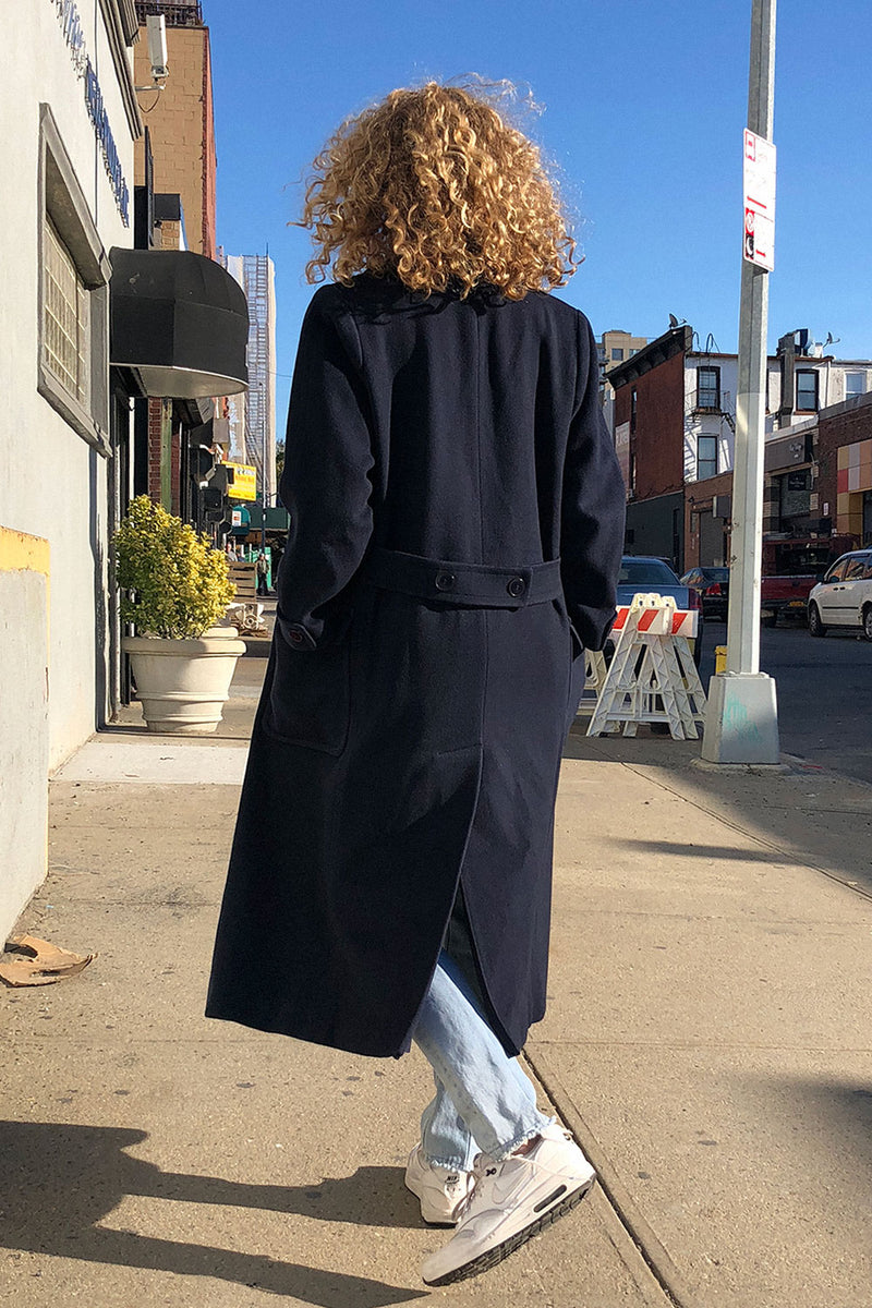 Navy Wool Overcoat S/M