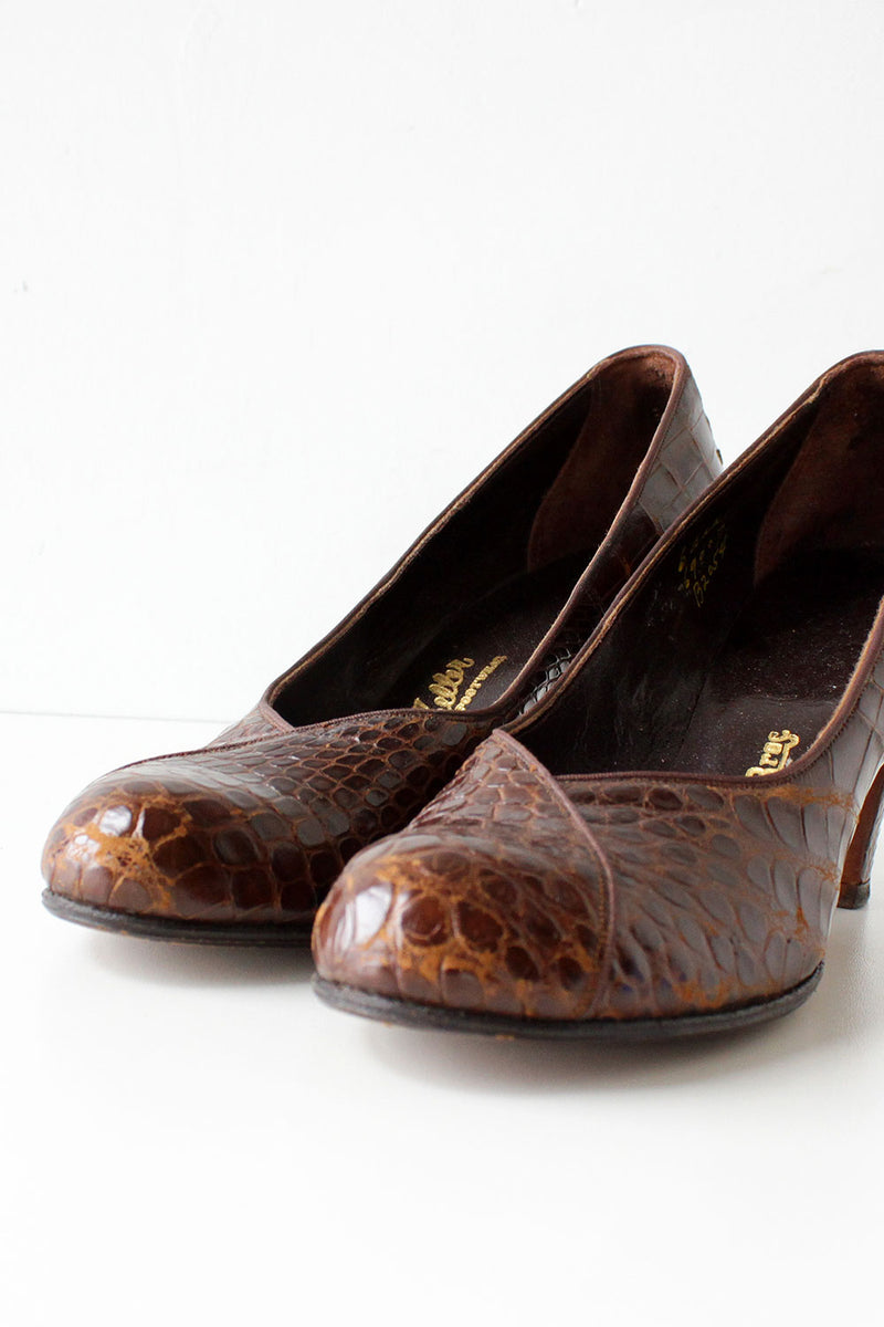 1940s Crocodile Heels 6