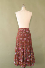 Alley Cat Floral Flock Flare Skirt M