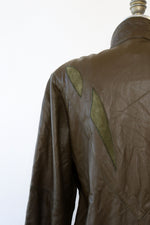 Olive Leather Slouchy Taper Jacket S/M