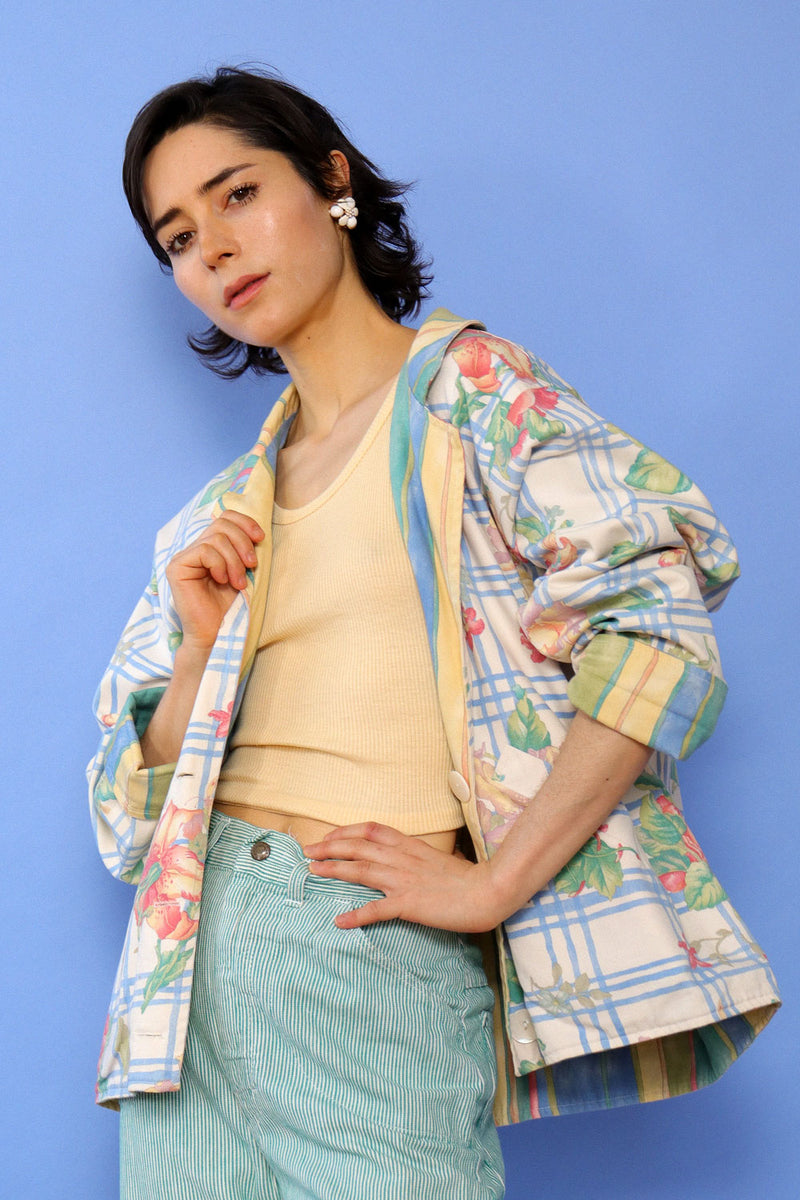 Reversible Floral Stripe Slouch Jacket S/M