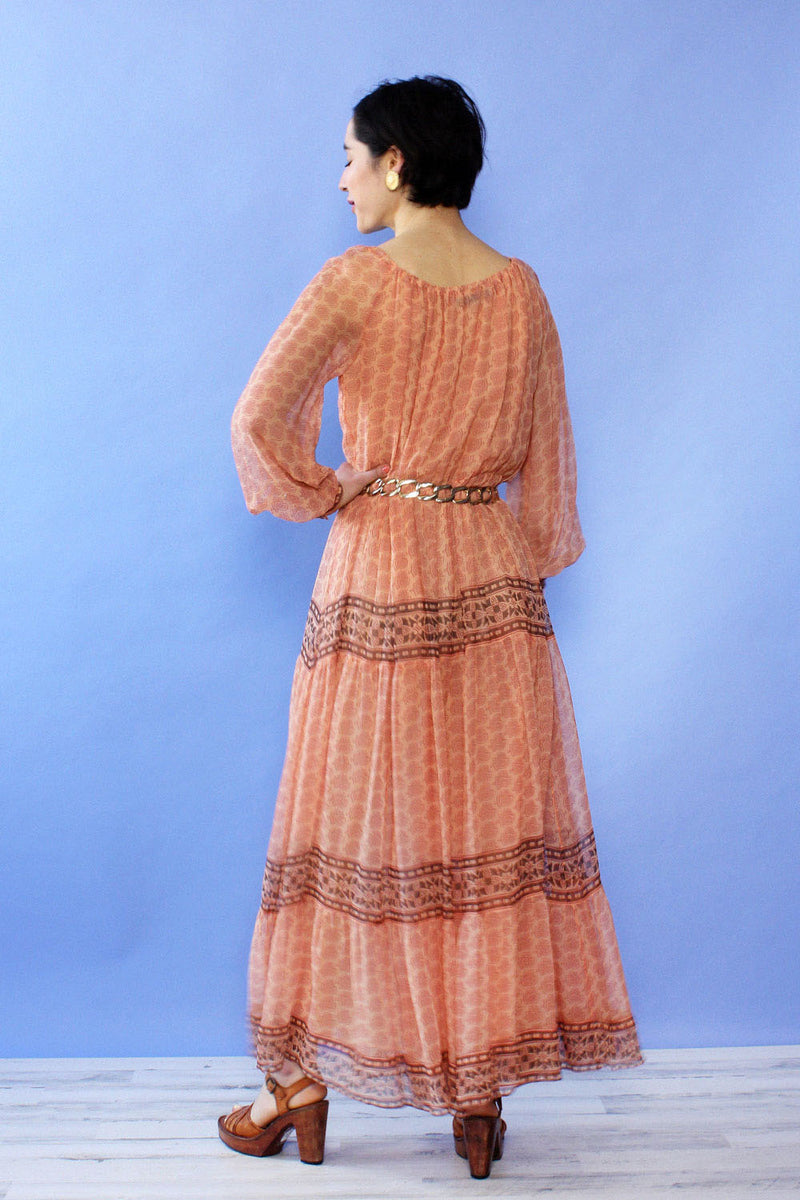 Albert Capraro Desert Rose Chiffon Dress S-L