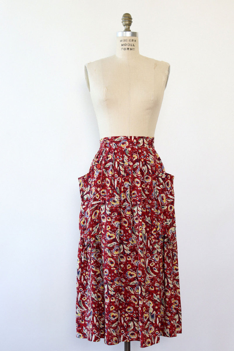 Abstract Floral Pocket Skirt S