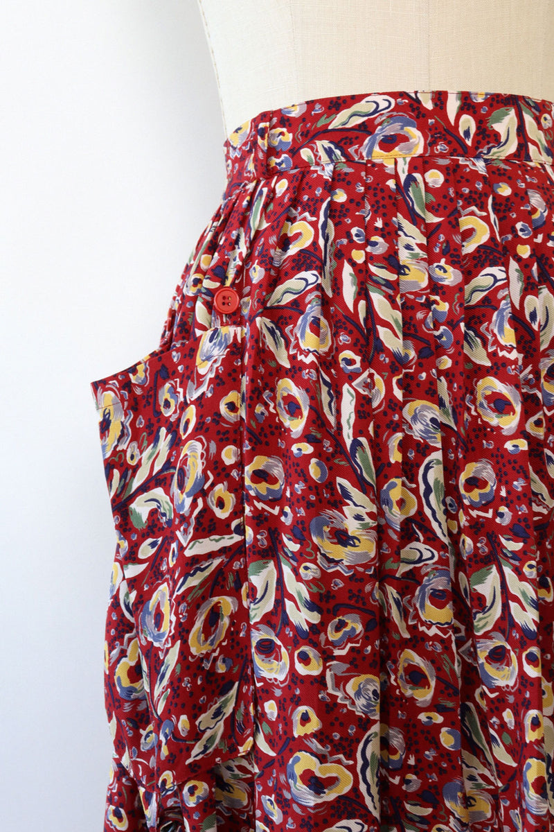 Abstract Floral Pocket Skirt S