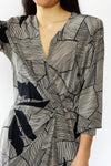 Papell Geometric Silk Dress S/M