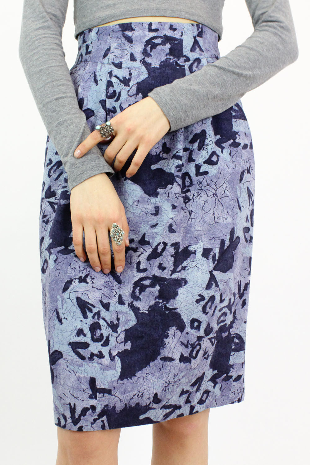 Cyprian Abstract Silk Skirt M