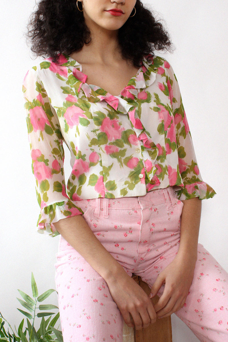 Renoir Rose Ruffle Top M