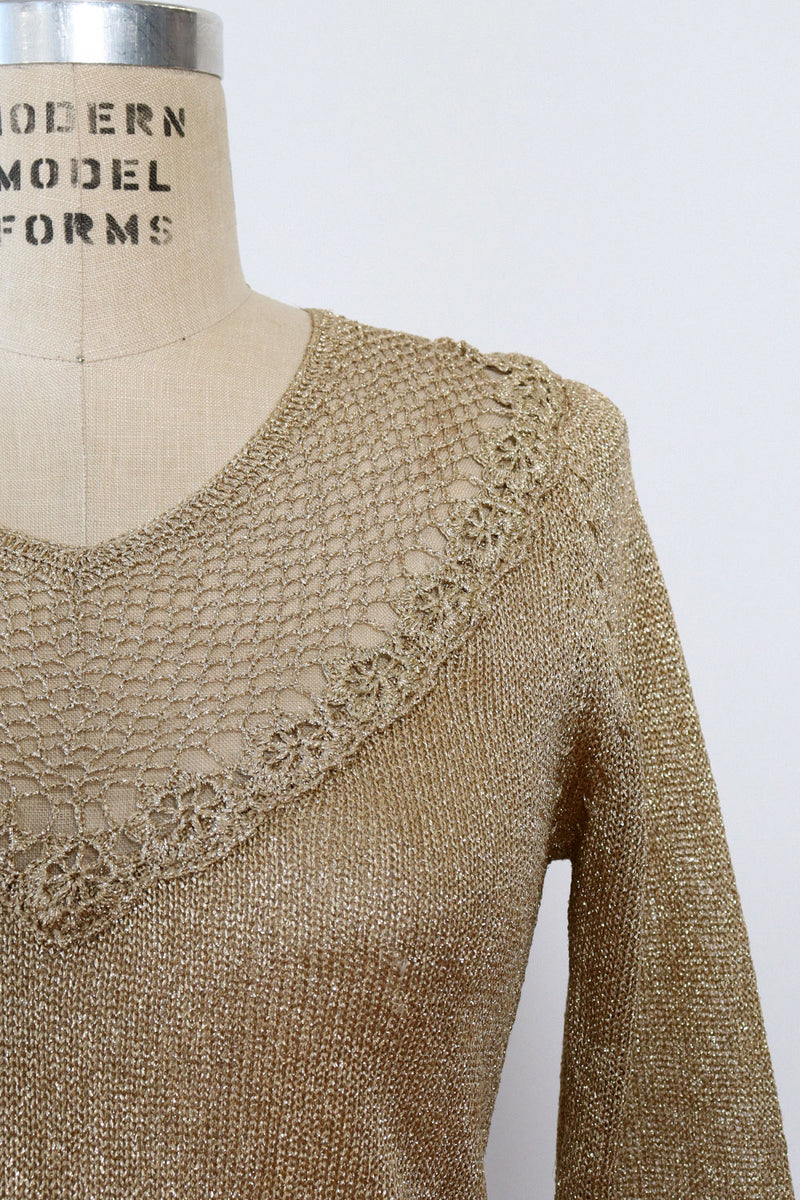 Stephanie Metallic Crochet Sweater S/M