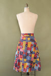 Calico Patchwork Print Wrap Skirt XS-M