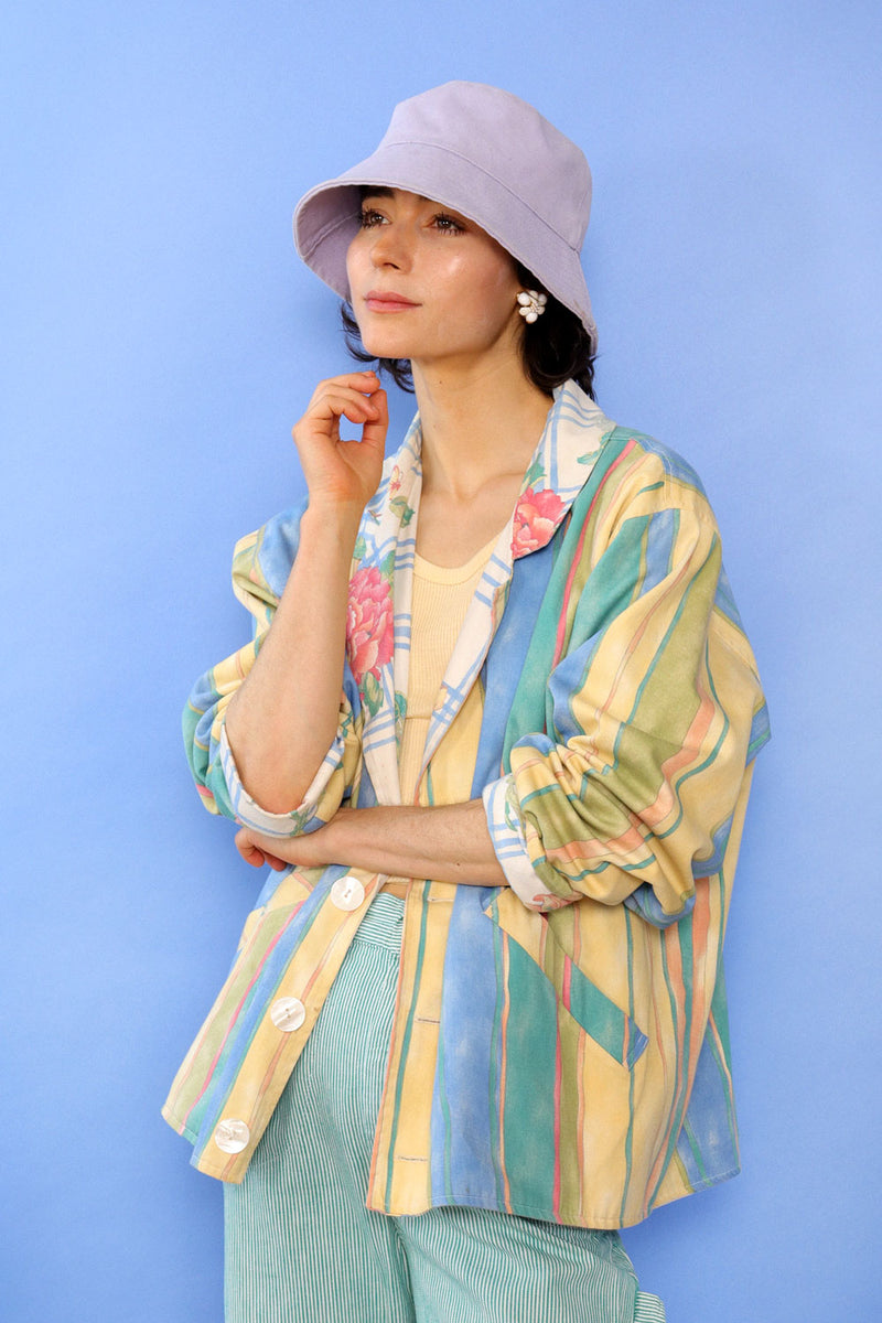 Reversible Floral Stripe Slouch Jacket S/M