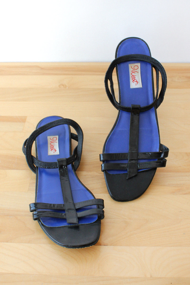 Patent Leather T-strap Sandals 8.5-9
