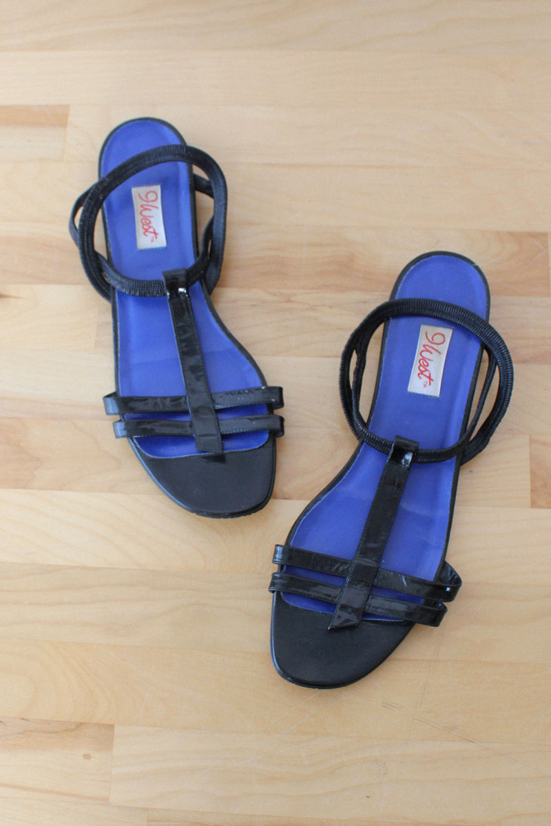 Patent Leather T-strap Sandals 8.5-9