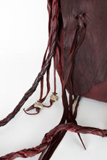 Braided Fringed & Beaded Leather Bag