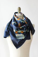 Gucci Navy Bamboo Floral Scarf