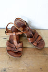 70s Leather Ladder Sandals 7 1/2