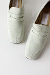 Mint Suede Heeled Loafers 7 1/2