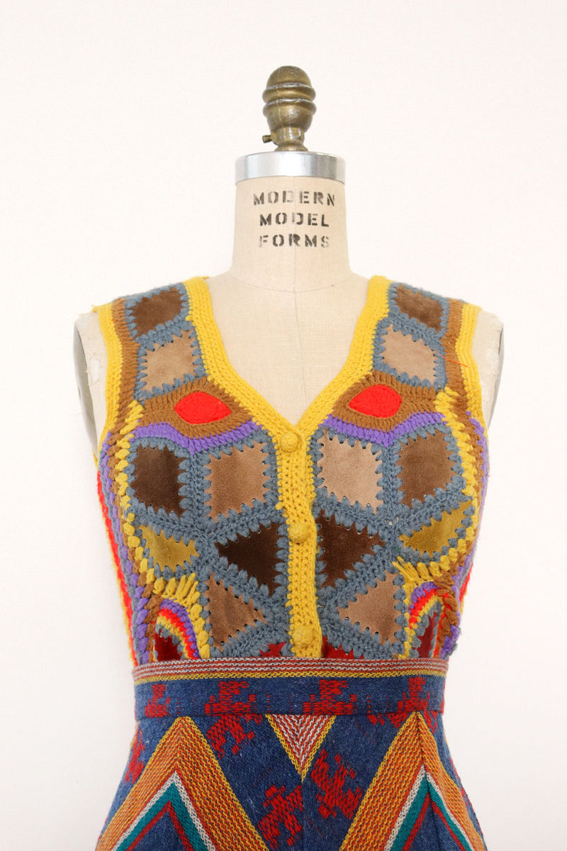 Suede Crochet Trippy Vest M/L