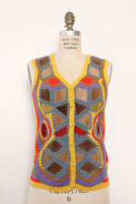 Suede Crochet Trippy Vest M/L