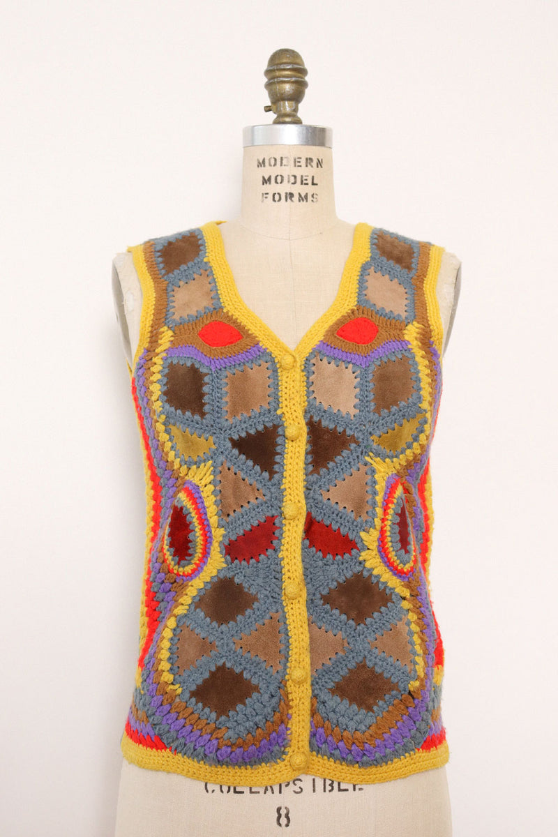 Suede Crochet Trippy Vest M/L