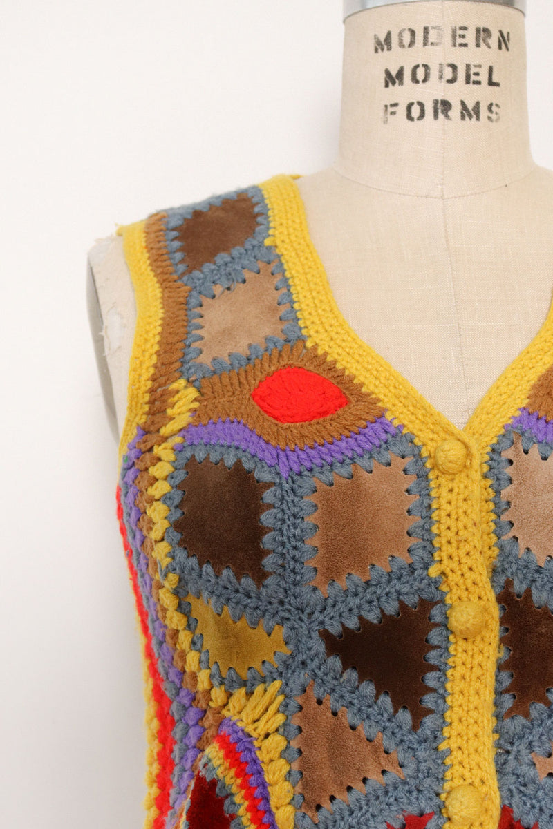 Suede Crochet Trippy Vest M/L