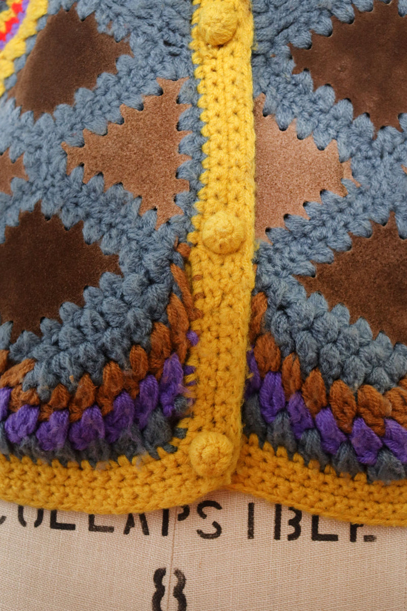 Suede Crochet Trippy Vest M/L