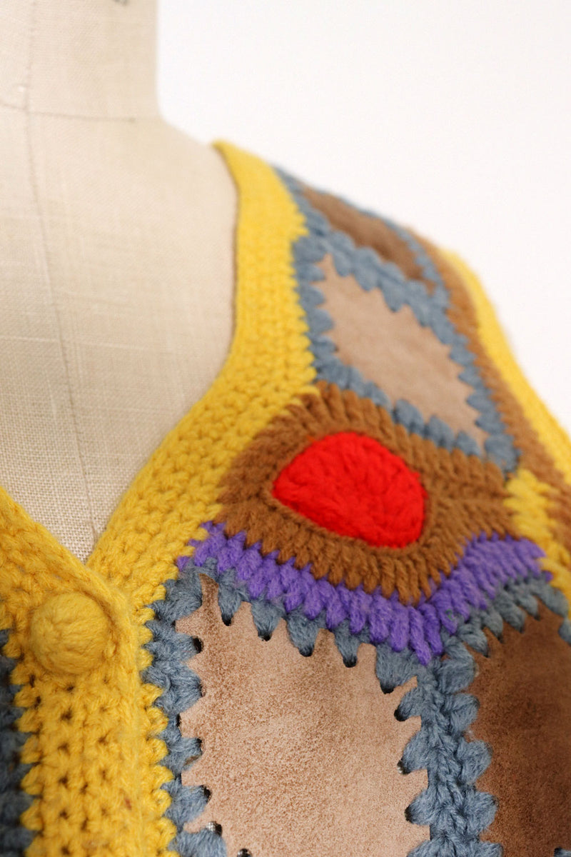 Suede Crochet Trippy Vest M/L