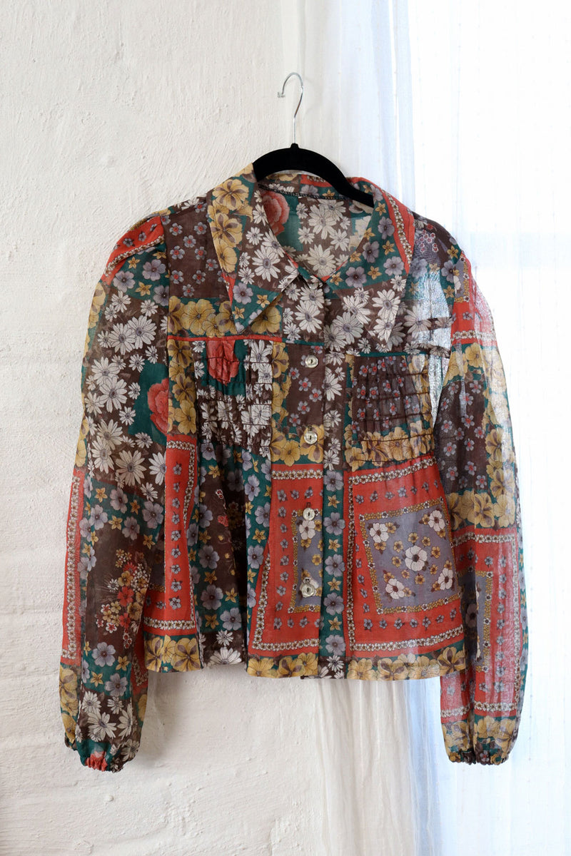 Sheer Earthy Flare Blouse XS-M