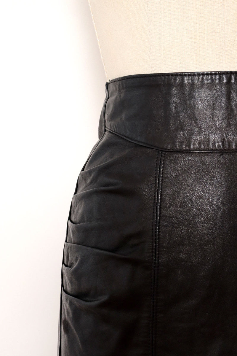 Ruched Leather Mini Skirt XS/S