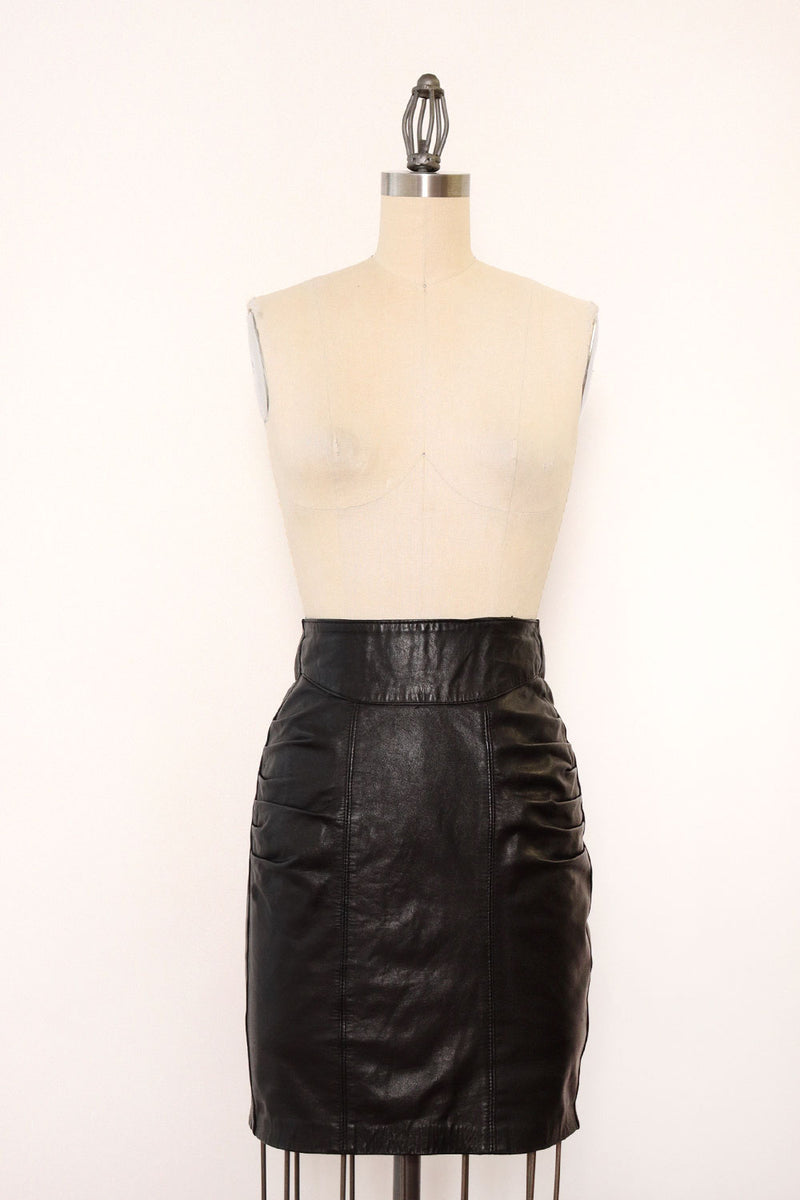 Ruched Leather Mini Skirt XS/S