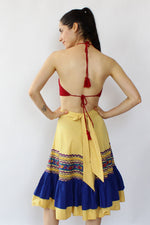 Yellow Tiered Folk Skirt XS