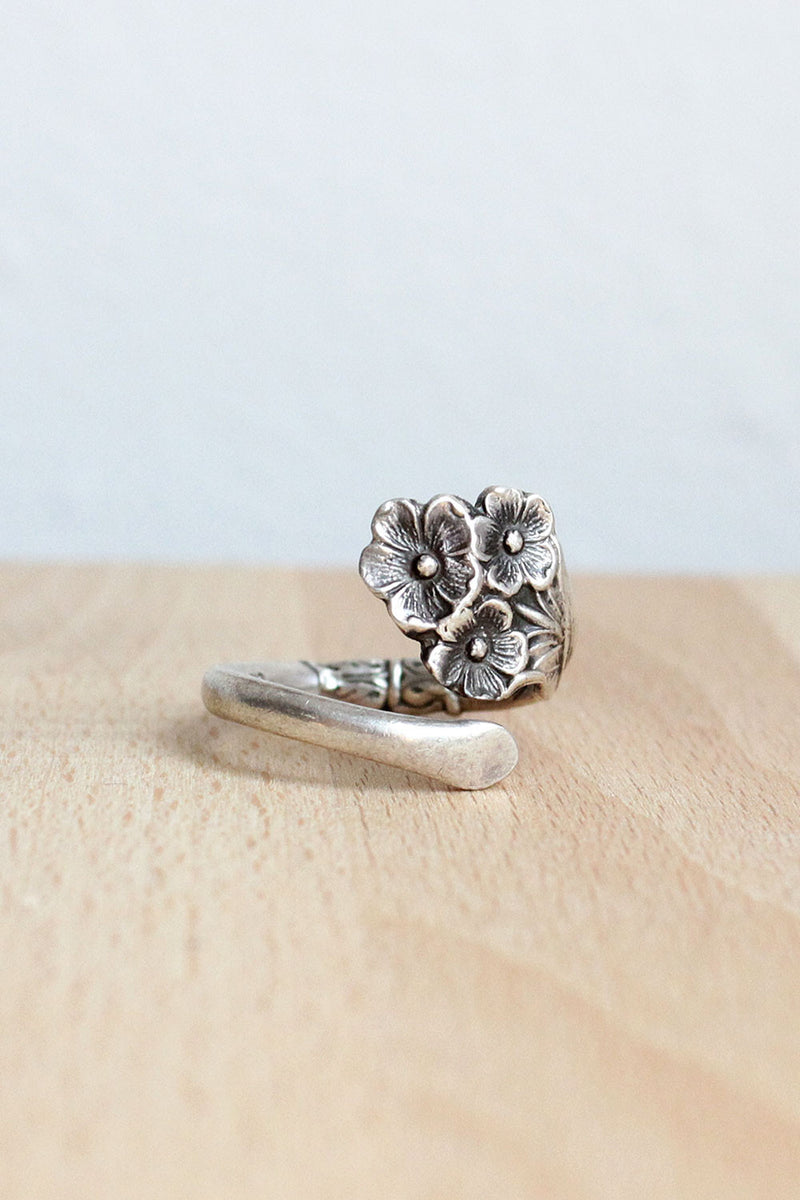 Fluted Sterling Floral Ring