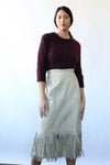Beige Leather Fringe Skirt M/L